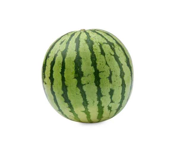 One Whole Ripe Watermelon Isolated White — Stockfoto