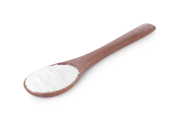 木勺与甜果糖粉末分离的白色 — 图库照片