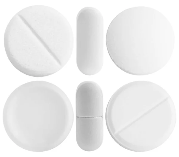 stock image Set of different pills isolated on white