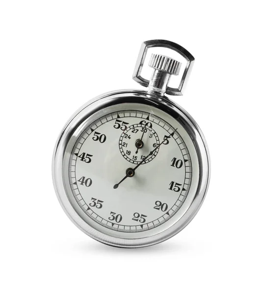 Klasyczny Zegar Odizolowany Biało Narzędzie Pomiarowe — Zdjęcie stockowe