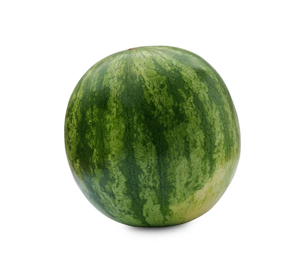 One Whole Ripe Watermelon Isolated White — Stok fotoğraf