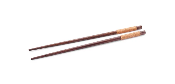 Dvojice Dřevěných Hůlek Izolované Bílém — Stock fotografie
