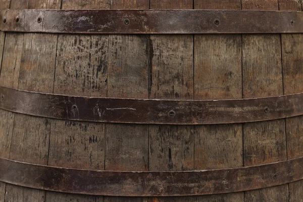 Traditional Wooden Barrel Background Closeup Wine Making Stock Photo