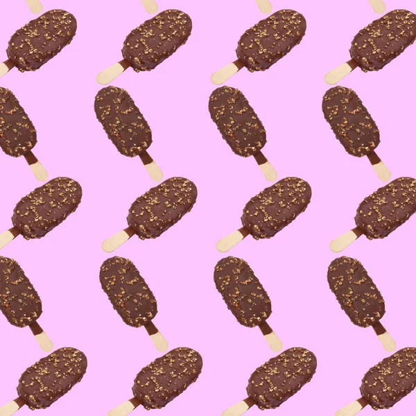 Візерунок Шоколадно Скляним Морозивом Світло Фіолетовому Фоні — стокове фото