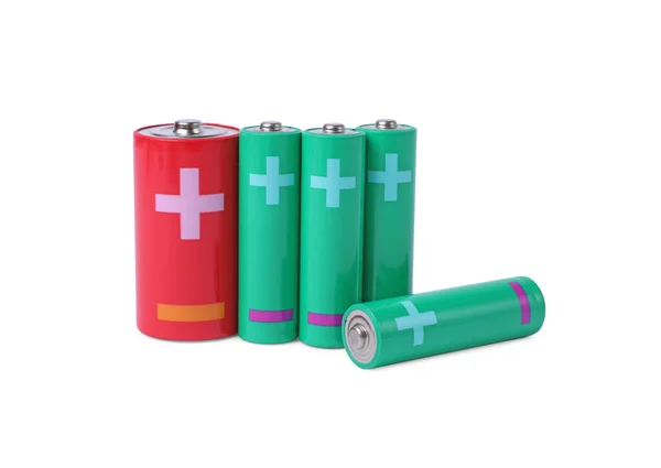 Nieuwe Batterijen Geïsoleerd Wit — Stockfoto
