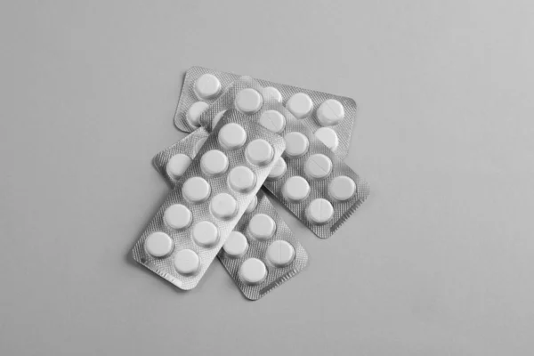 Blisters Pills White Background Top View — Stok Foto