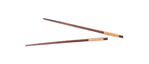Pair Wooden Chopsticks Isolated White Top View — Stock Photo, Image