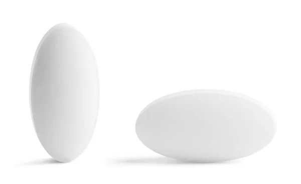 Tabletta Különböző Pozíciókban Elszigetelt Fehér — Stock Fotó