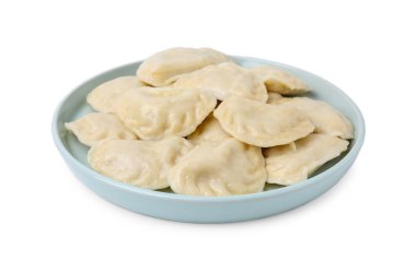Beyaz üzerine izole edilmiş lezzetli hamur tatlısı tabağı.