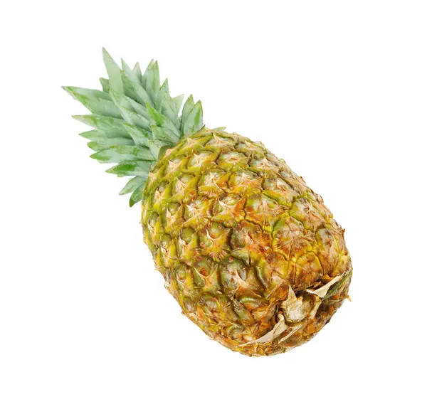 Jeden Celý Zralý Ananas Izolovaný Bílém — Stock fotografie