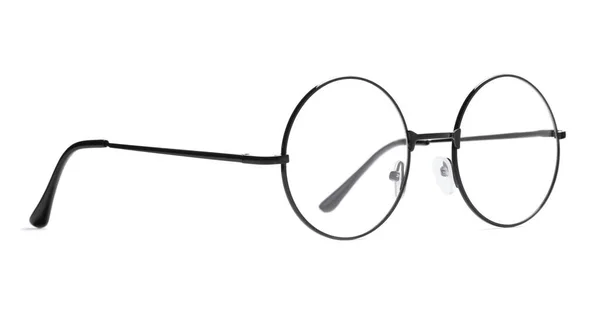 Runde Gläser Mit Schwarzem Rahmen Isoliert Auf Weiß — Stockfoto