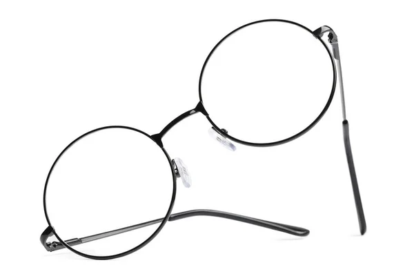 白色隔膜的黑色框架圆形眼镜 — 图库照片