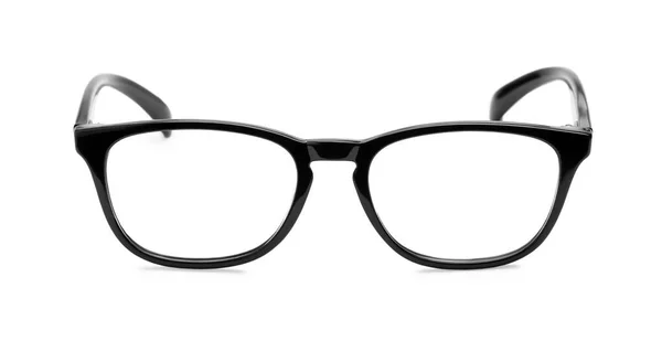 Elegante Par Óculos Com Moldura Preta Isolada Branco — Fotografia de Stock
