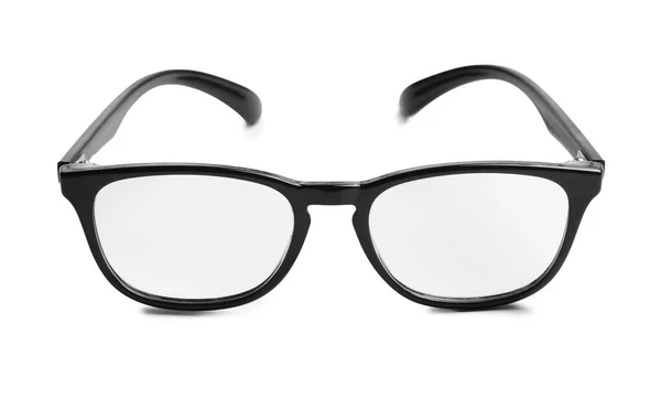 Stilvolle Brille Mit Schwarzem Rahmen Isoliert Auf Weiß — Stockfoto