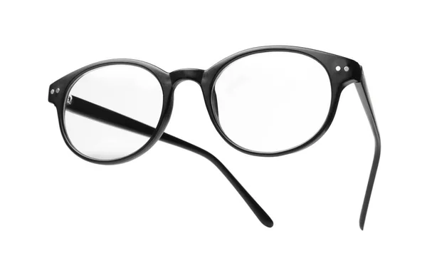 Siyah Çerçeveli Şık Gözlükler Beyaz Üzerine Izole Edilmiş — Stok fotoğraf