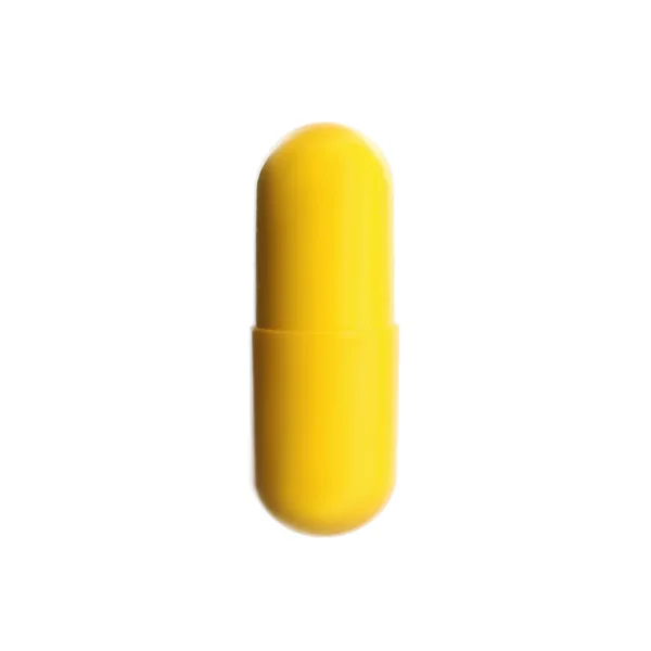 One Yellow Pill Isolated White Medicinal Treatment — Stock Photo, Image