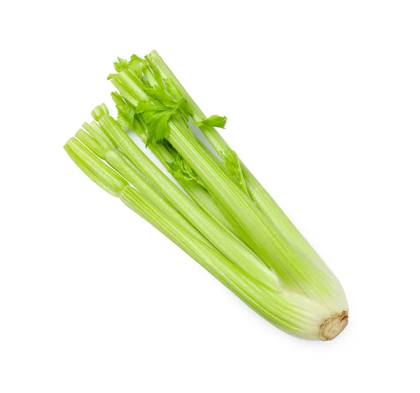 Jeden Čerstvý Zelený Celer Parta Izolované Bílém Horní Pohled — Stock fotografie