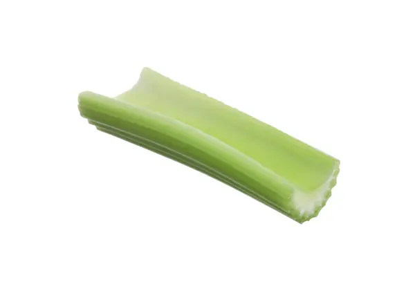 Jeden Plátek Čerstvého Celerového Stonku Izolovaný Bílém — Stock fotografie