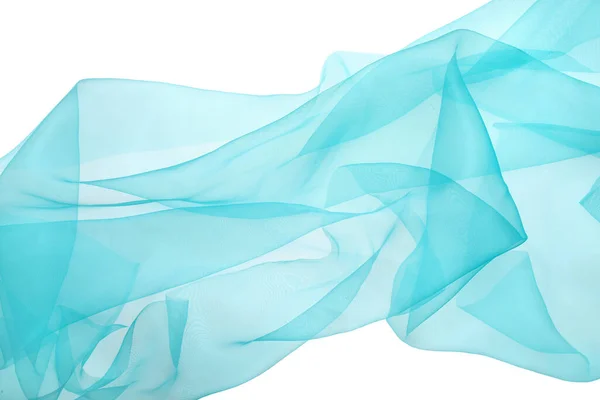 Beautiful Turquoise Tulle Fabric White Background — Stock Photo, Image