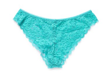 Zarif açık mavi kadın iç çamaşırları beyaz, üstten görünüyor.