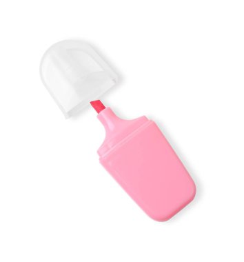 Beyaz arkaplanda bir pembe işaret, üst görünümde.