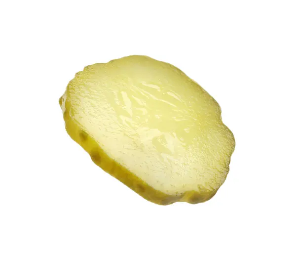 Rebanada Pepino Escabeche Aislado Blanco — Foto de Stock