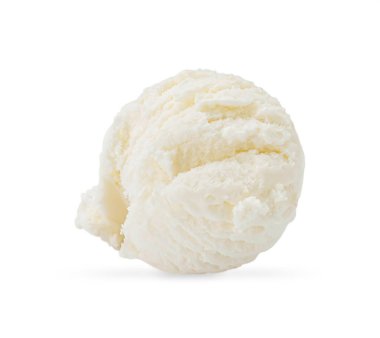 Bir kepçe leziz dondurma beyazda izole edilmiş.