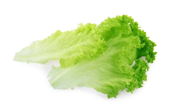 Friss Zöld Saláta Levelek Elszigetelt Fehér Felső Nézet — Stock Fotó
