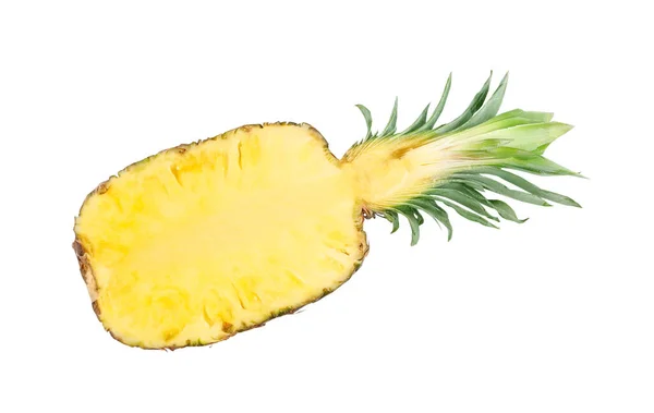 Hälften Mogen Ananas Isolerad Vitt Exotisk Frukt — Stockfoto