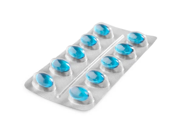 Pillen Blister Auf Weißem Hintergrund Medizinische Behandlung — Stockfoto