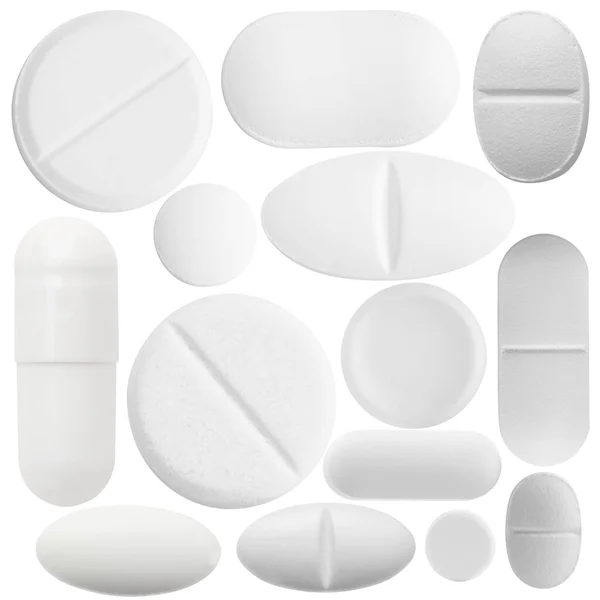 Set Different Pills Isolated White — Stock Photo, Image