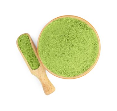 Beyazlara izole edilmiş kibrit tozu ile kap ve kepçele.