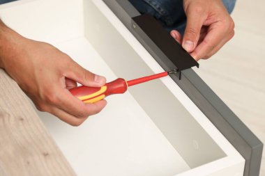 Tornavidalı adam çekmece montajı, yakın görünüm