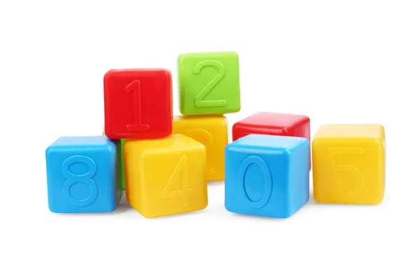 Many Colorful Cubes Isolated White Children Toys Stock Photo