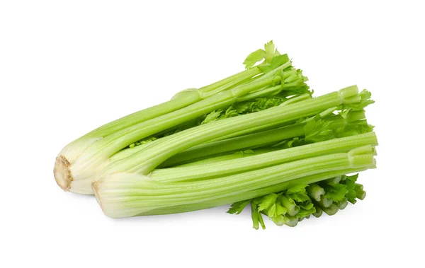 Čerstvě Zelené Celerové Svazky Izolované Bílém — Stock fotografie
