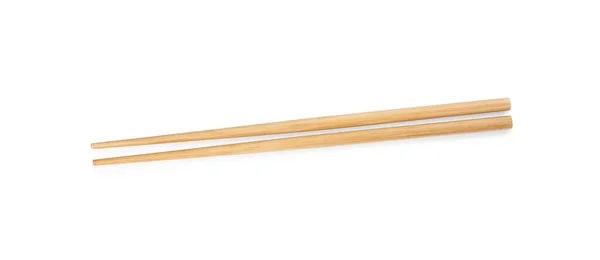 顶视图隔离的木制筷子对 — 图库照片