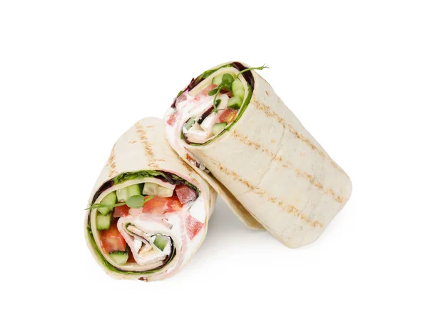 흰색에 신선한 야채와 맛있는 샌드위치 — 스톡 사진