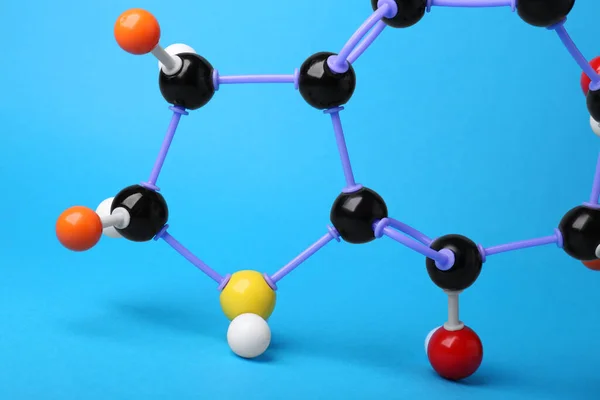 Δομή Του Μορίου Ανοιχτό Μπλε Φόντο Κοντινό Πλάνο Χημικό Μοντέλο — Φωτογραφία Αρχείου