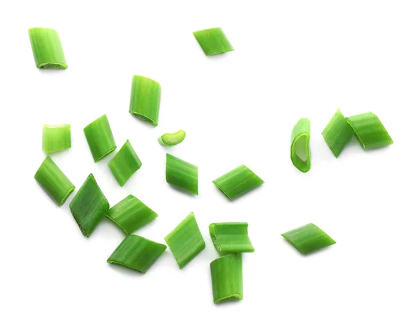 Свіжа Подрібнена Зелена Цибуля Ізольована Білому Фоні — стокове фото