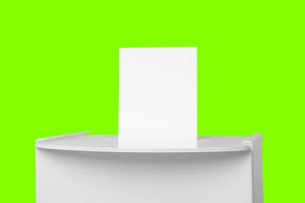 Pudełko Głosowania Głosowaniem Tle Koloru Limonkowego Czas Wyborów — Zdjęcie stockowe