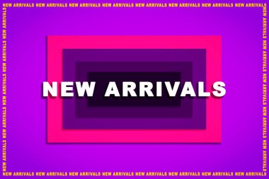 Menekşe arkaplan üzerinde yeni gelen metin ilanı veya posteri