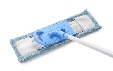 Beyazda izole edilmiş düz bir paspas. Temizlik aracı