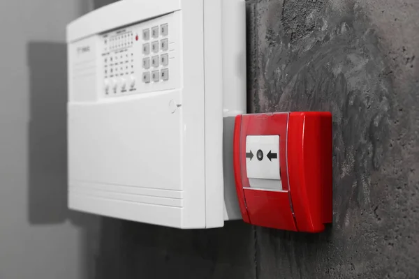 Fire Alarm Push Button House Security System Control Panel Grey — Stock Photo, Image