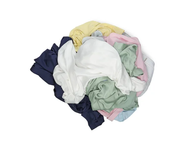 Pile Clothes Isolated White Top View — Stock Photo, Image