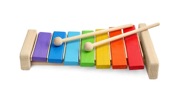 色彩艳丽的木琴在白色上隔离开来 儿童玩具 — 图库照片