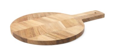 Bir tahta tahta beyaz üzerine izole edilmiş. Mutfak aletleri