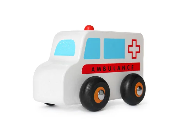 Una Ambulancia Aislada Blanco Juguete Infantil —  Fotos de Stock