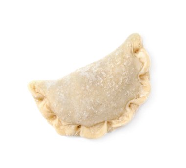 Bir çiğ hamur köftesi (varenyk) beyaz, üst görünümde izole