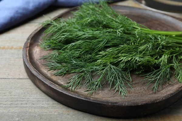 Bunch Fresh Dill Wooden Table Closeup — Stock Photo, Image