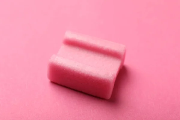 Tasty Chewing Gum Pink Background Closeup — Stock Photo, Image